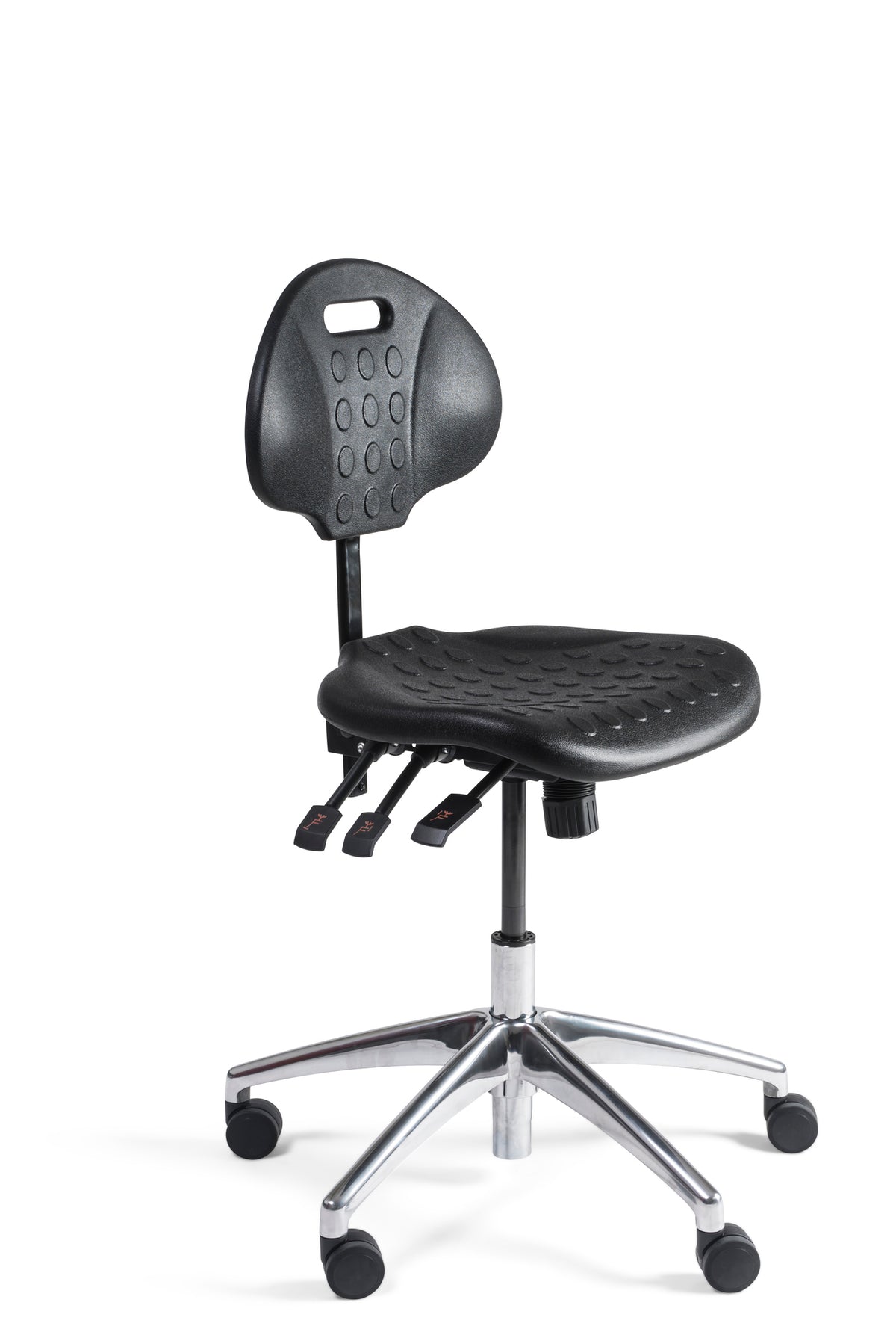 Werkstoel Pro laag PU aluminium gepolijst