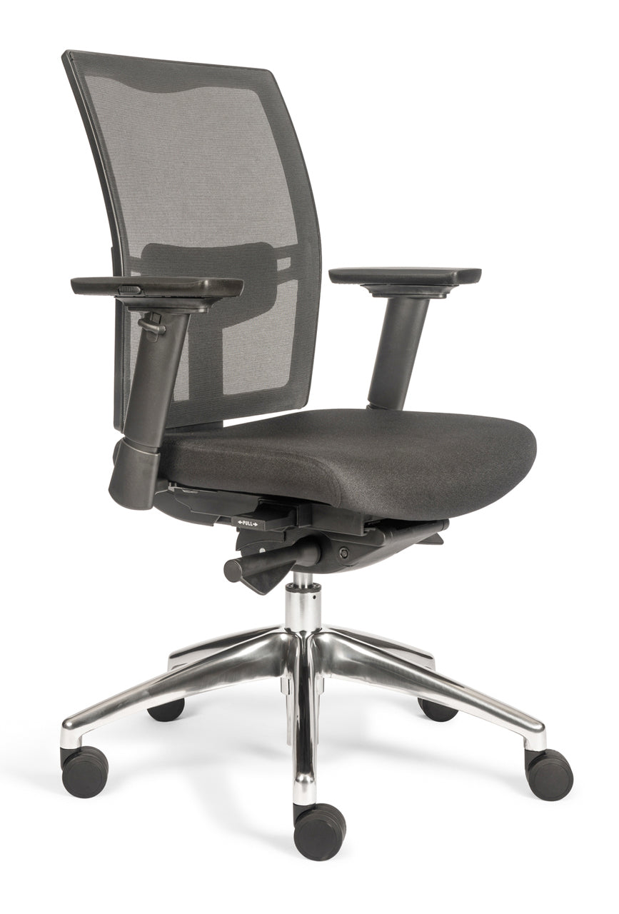 Bureaustoel Comforto Plus netrug aluminium gepolijst