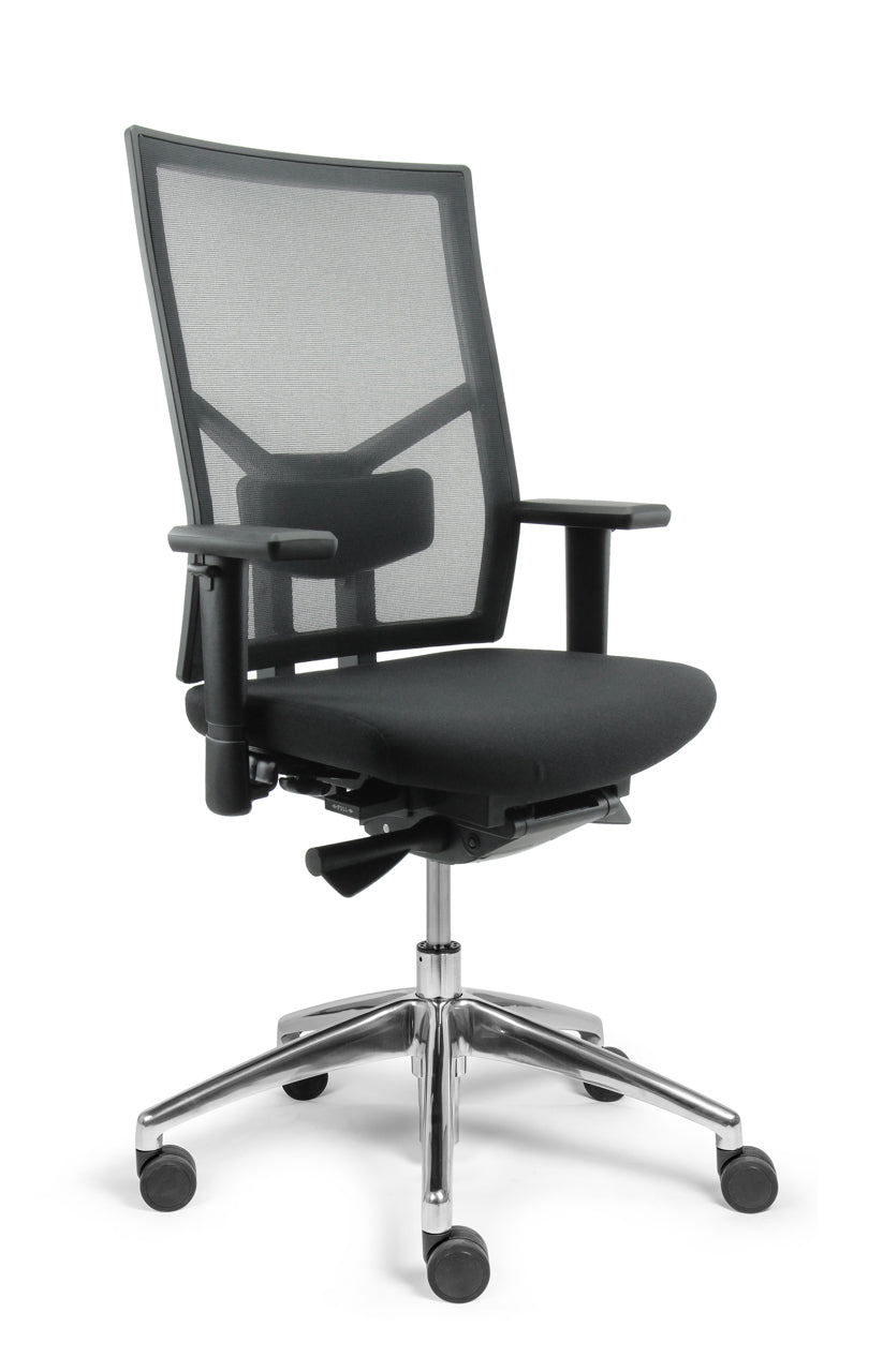 NPR 1813 bureaustoel Hypster Pro netrug aluminium gepolijst