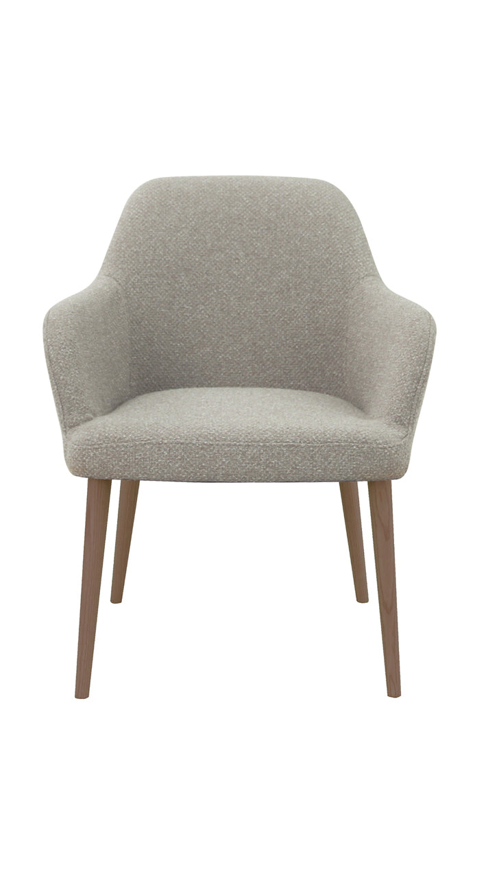 Vergaderstoel Studio kuip boucle houten poten lage kuip grafiet