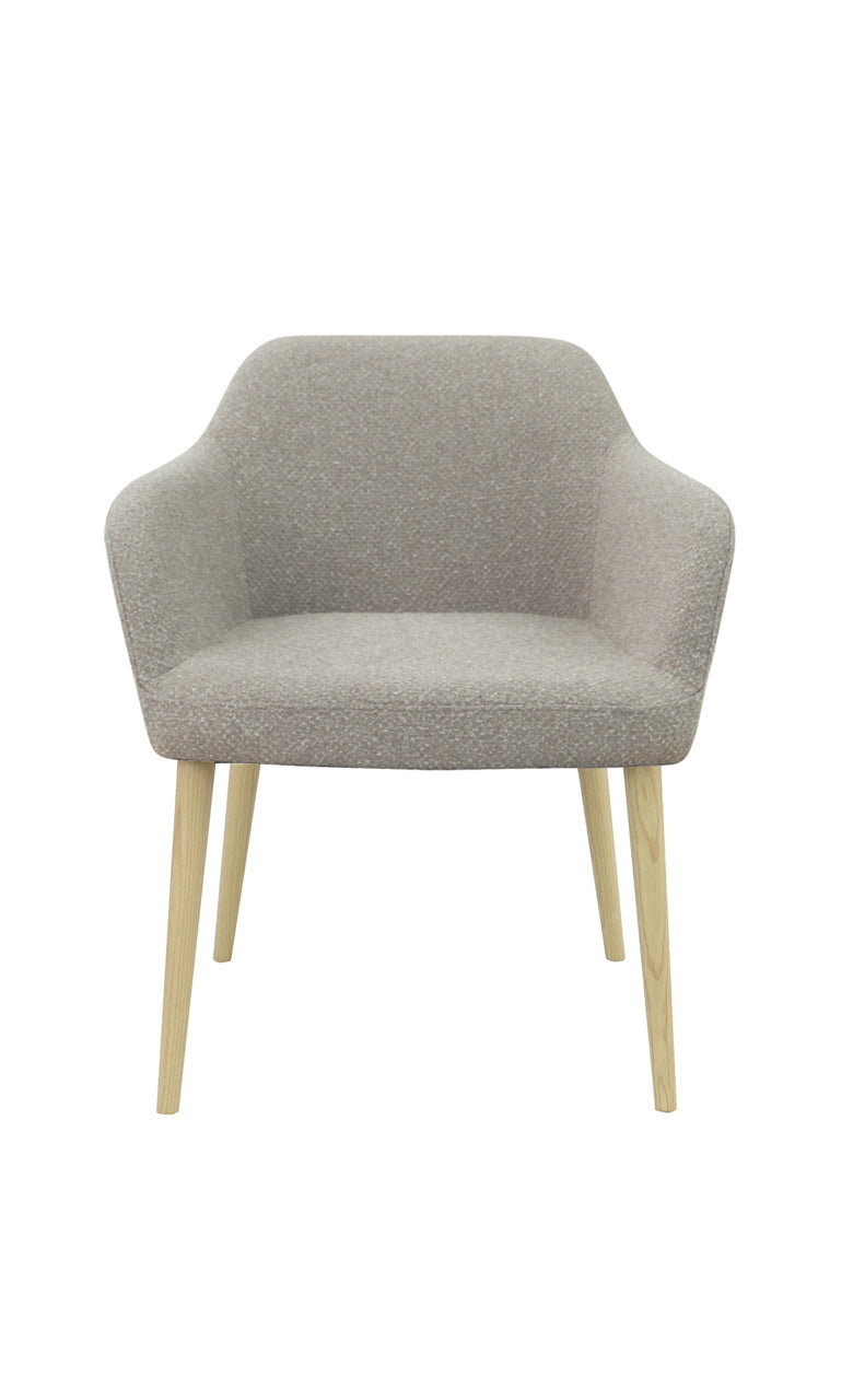 Vergaderstoel Studio kuip boucle houten poten lage kuip grafiet
