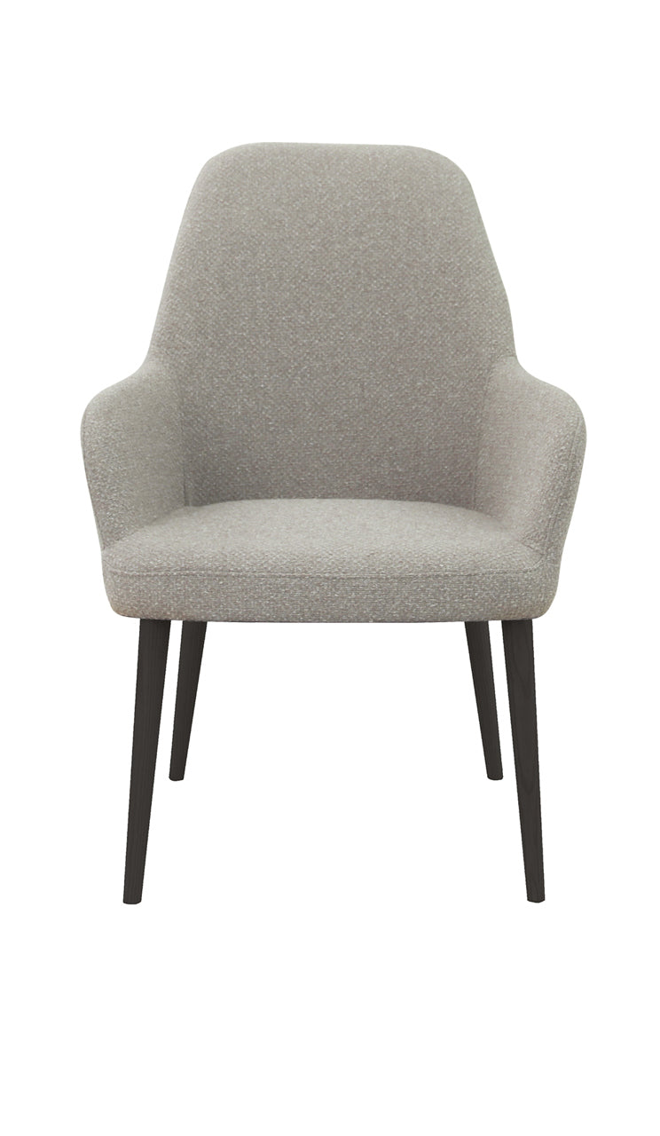 Vergaderstoel Studio kuip boucle houten poten lage kuip grafiet