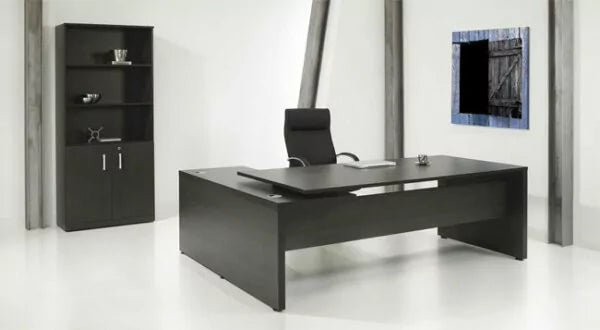 Directiebureau Antraciet Eiken met hoek Links | 230 x 172 cm