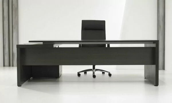 Directiebureau Antraciet Eiken met hoek Links | 230 x 172 cm