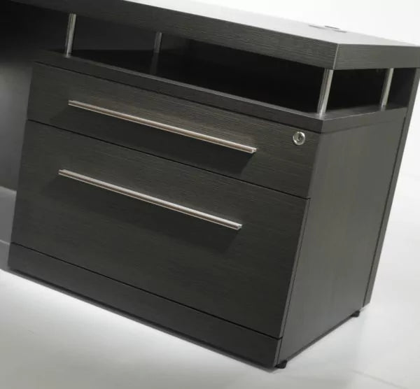 Directiebureau Antraciet Eiken met hoek Links | 230 x 172 cm