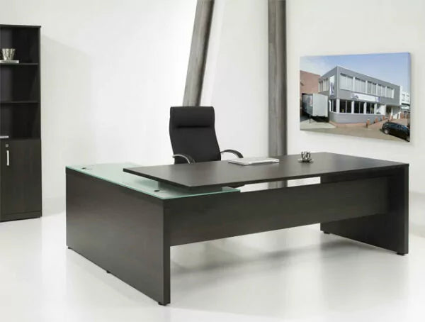 Directiebureau Antraciet Eiken met hoek Links | 230 x 172 cm