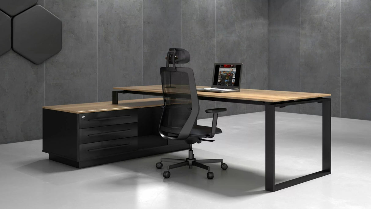 Directiebureau Halifax/Antraciet met hoek Links | 224 x 180 cm