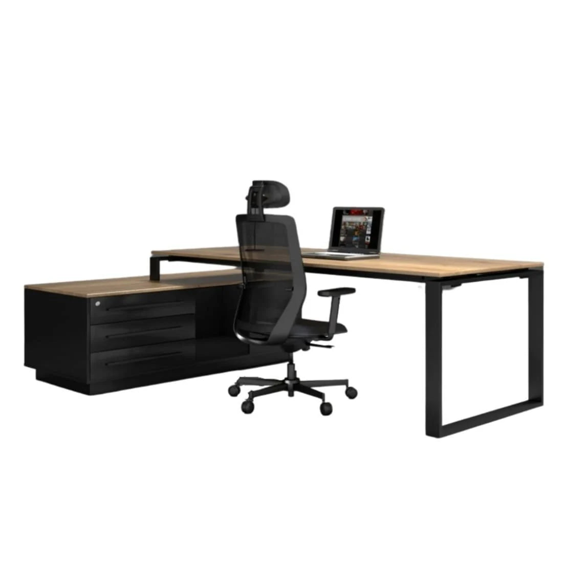 Directiebureau Halifax/Antraciet met hoek Links | 224 x 180 cm