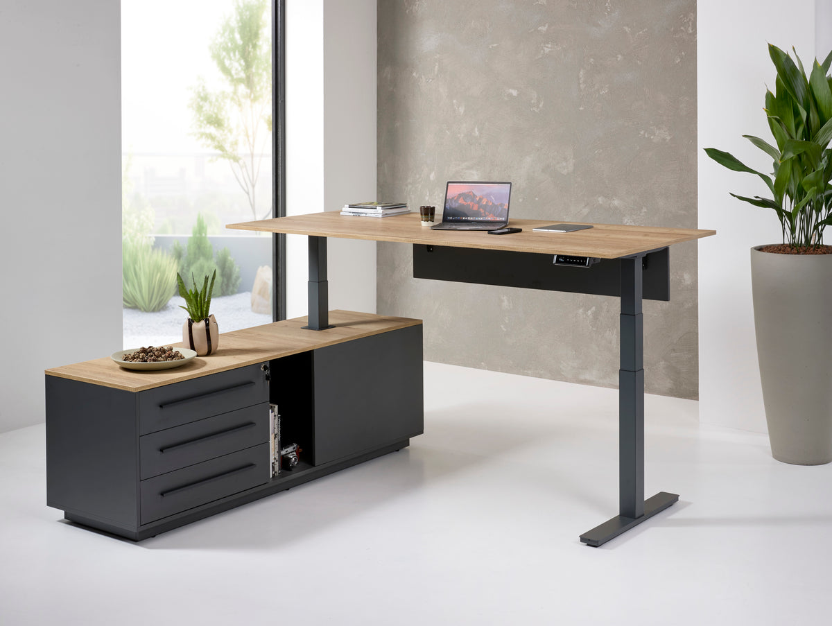 Directiebureau Ora 224x180 cm elektrisch zit-sta halifax eiken