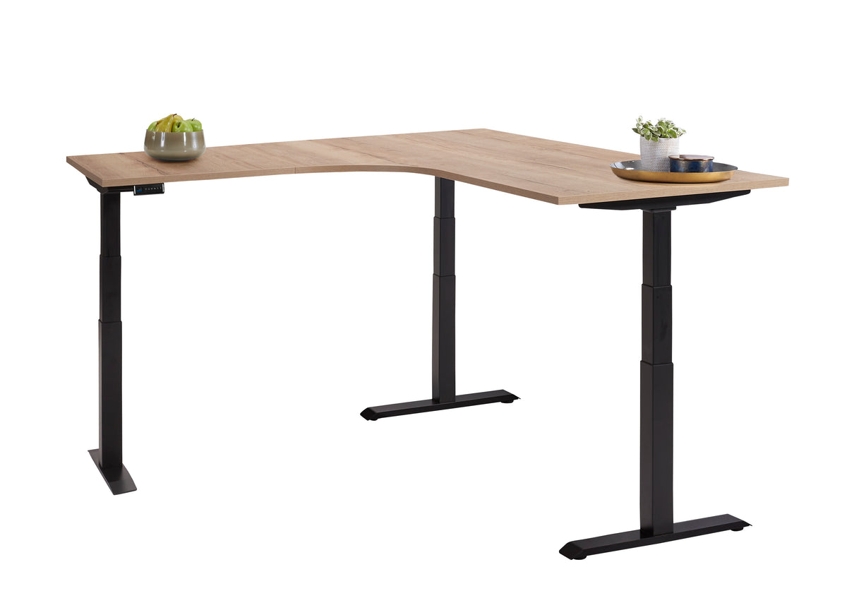 Hoekbureau Ora 200x100 + 120x60 cm zit-sta 3 motoren