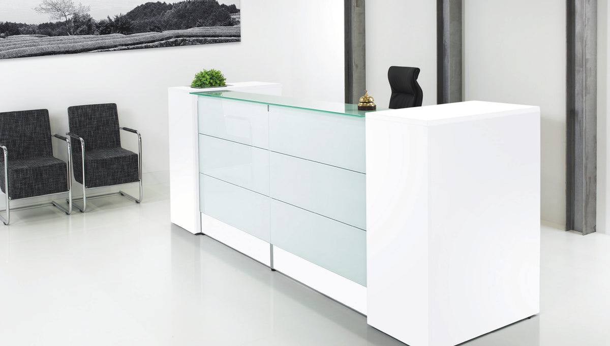 Receptiebalie Ora 288x78 cm 110 cm hoog, wit, vooraanzicht
