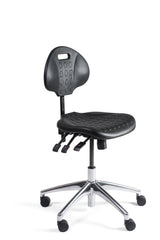 Werkstoel Pro laag PU aluminium gepolijst