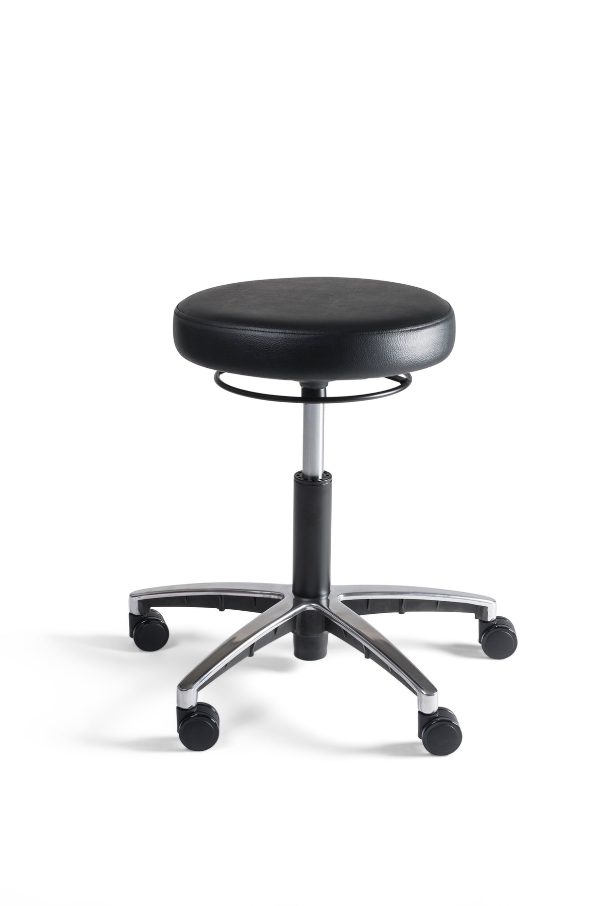 Werkkruk Pro laag kunstleder aluminium gepolijst
