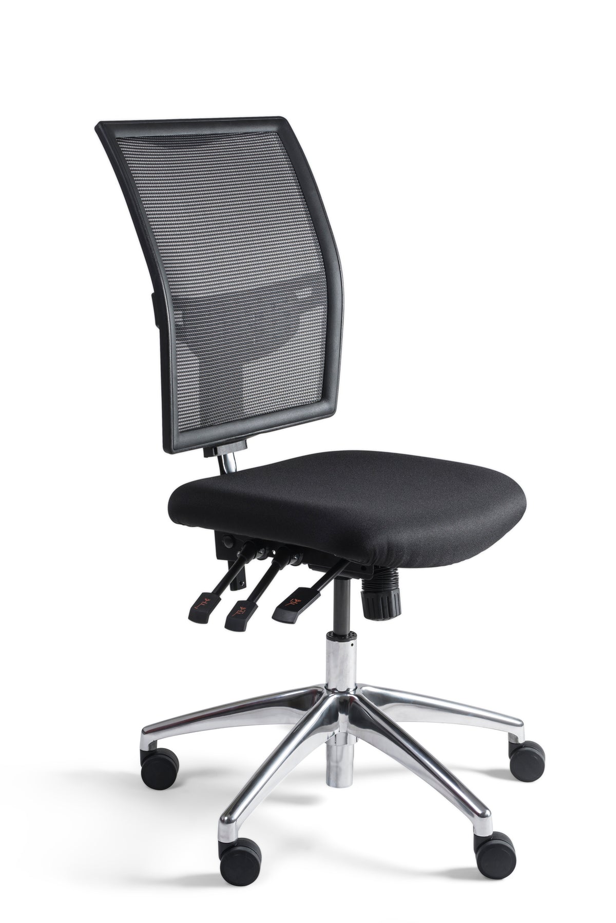 Bedrijfsstoel Pro laag netrug aluminium gepolijst