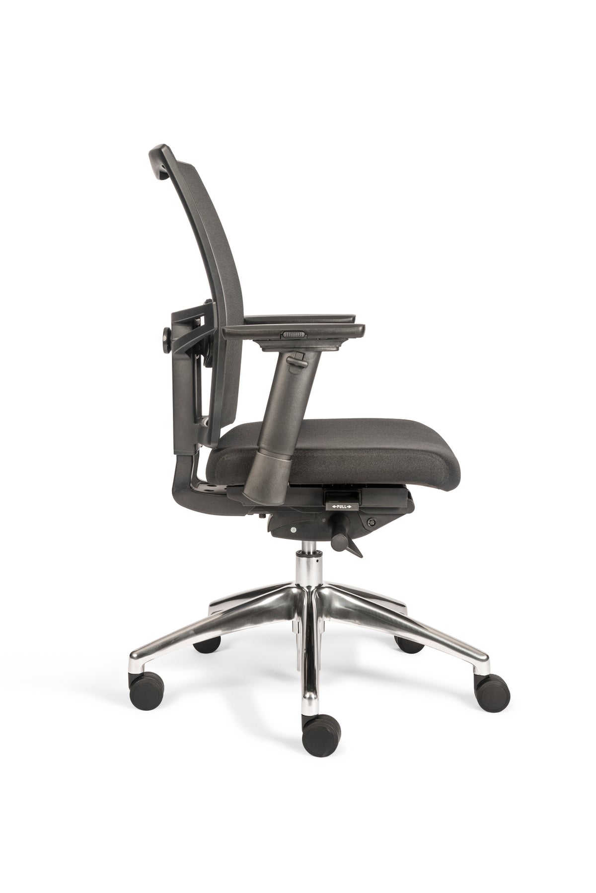 Bureaustoel Comforto Plus netrug aluminium gepolijst