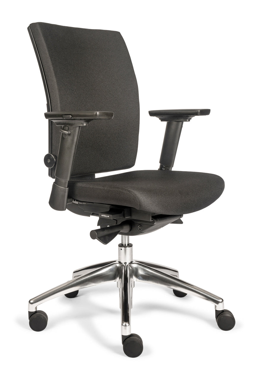 Bureaustoel Comforto Plus gestoffeerde rug aluminium gepolijst