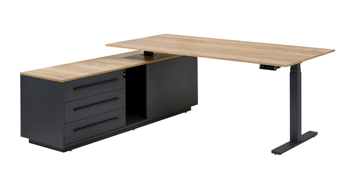 Directiebureau Ora 224x180 cm elektrisch zit-sta halifax eiken