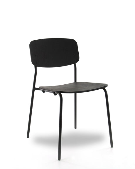 Kantinestoel P-4 houten rug en zitting zwart eiken