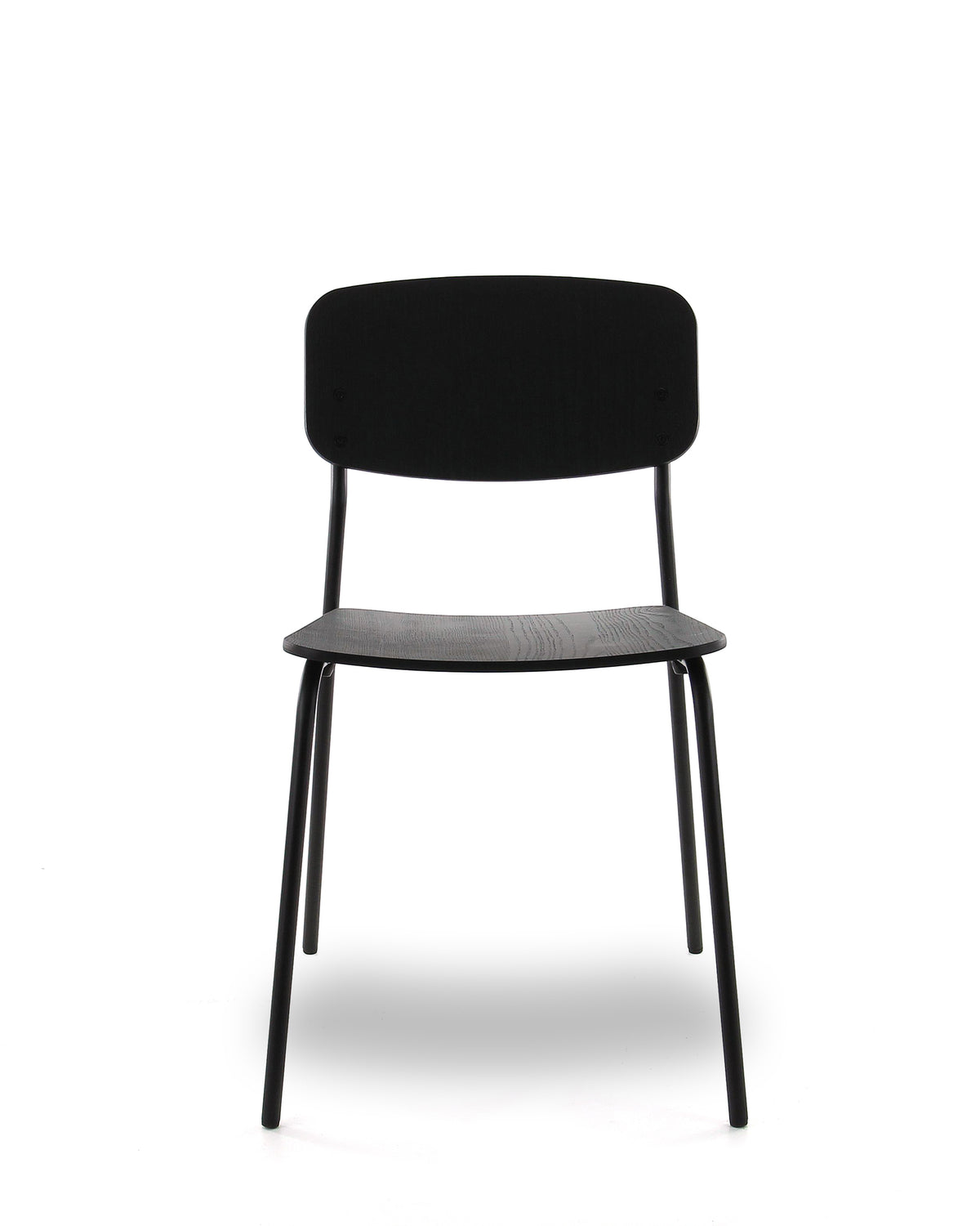 Kantinestoel P-4 houten rug en zitting zwart eiken