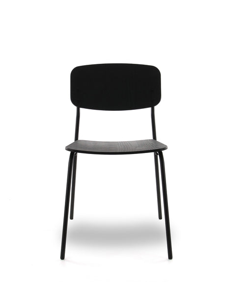Kantinestoel P-4 houten rug en zitting zwart eiken