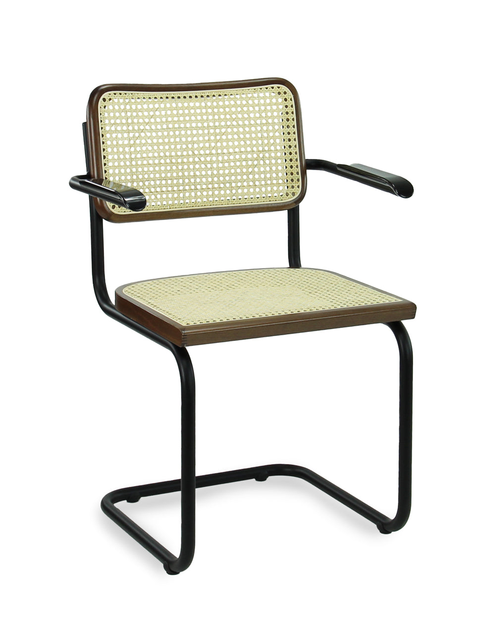 Ontvangststoel Studio webbing walnoot zwart met