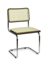 Ontvangststoel Studio webbing walnoot chroom zonder