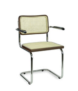 Ontvangststoel Studio webbing walnoot chroom met