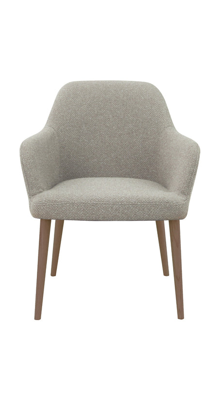 Vergaderstoel Studio kuip boucle houten poten lage kuip grafiet