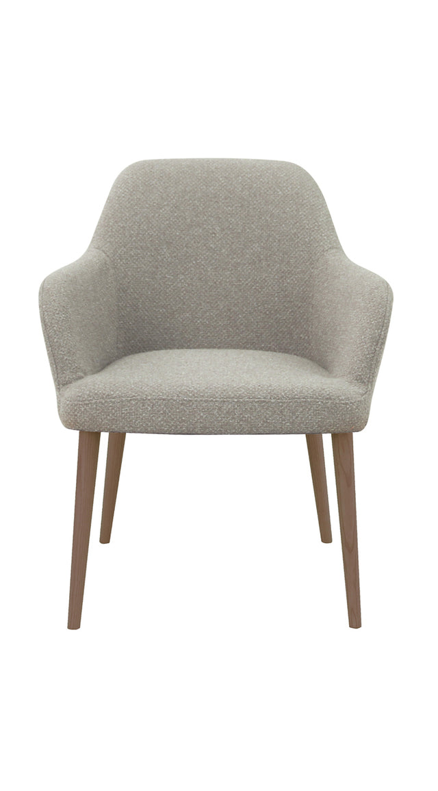 Vergaderstoel Studio kuip boucle houten poten lage kuip grafiet