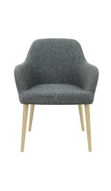 Vergaderstoel Studio kuip boucle houten poten lage kuip grafiet