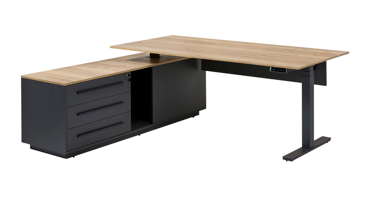 Directiebureau Ora 224x180 cm elektrisch zit-sta halifax eiken