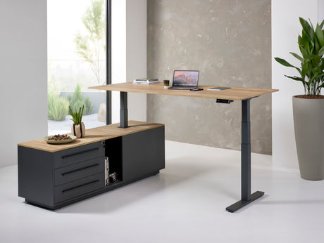 Directiebureau Ora 224x180 cm elektrisch zit-sta halifax eiken