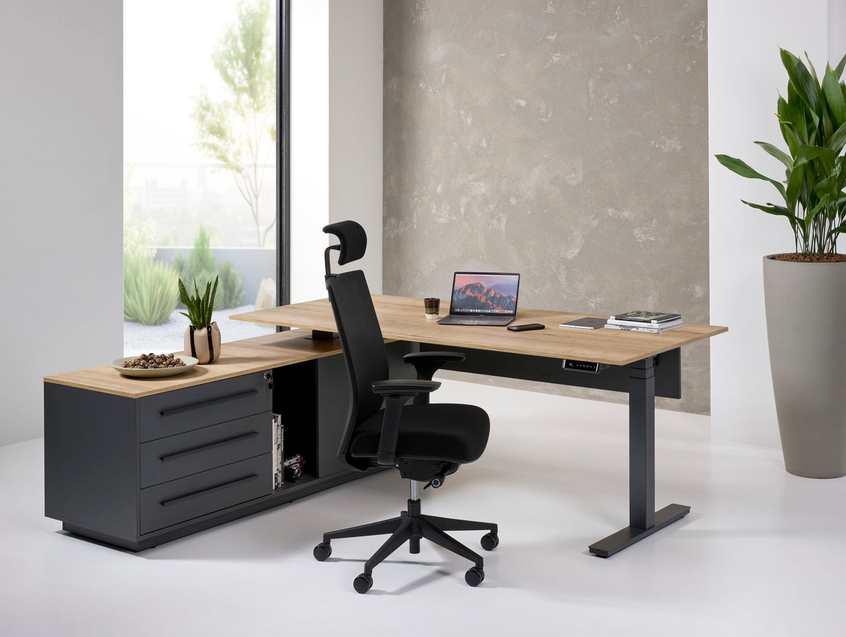 Directiebureau Ora 224x180 cm elektrisch zit-sta halifax eiken