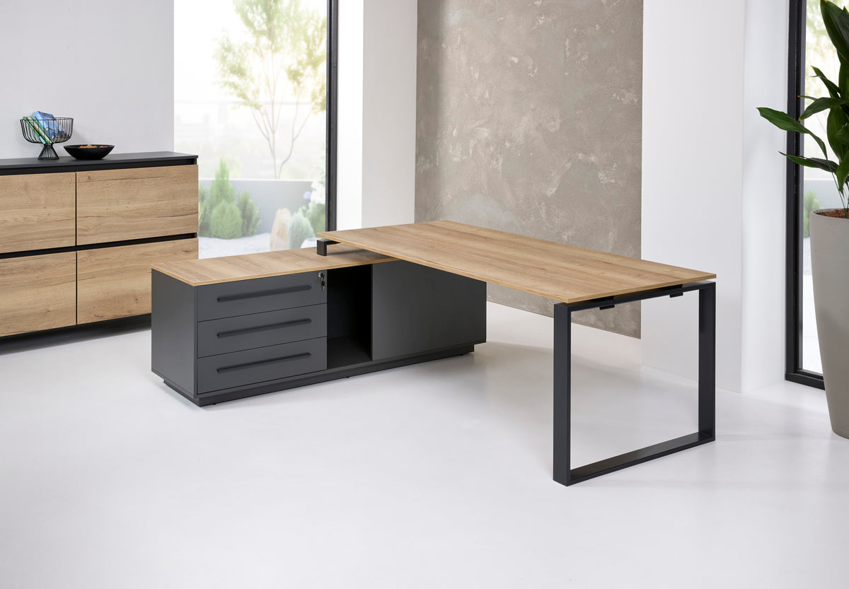 Directiebureau Ora 224x180 cm rechts halifax eiken
