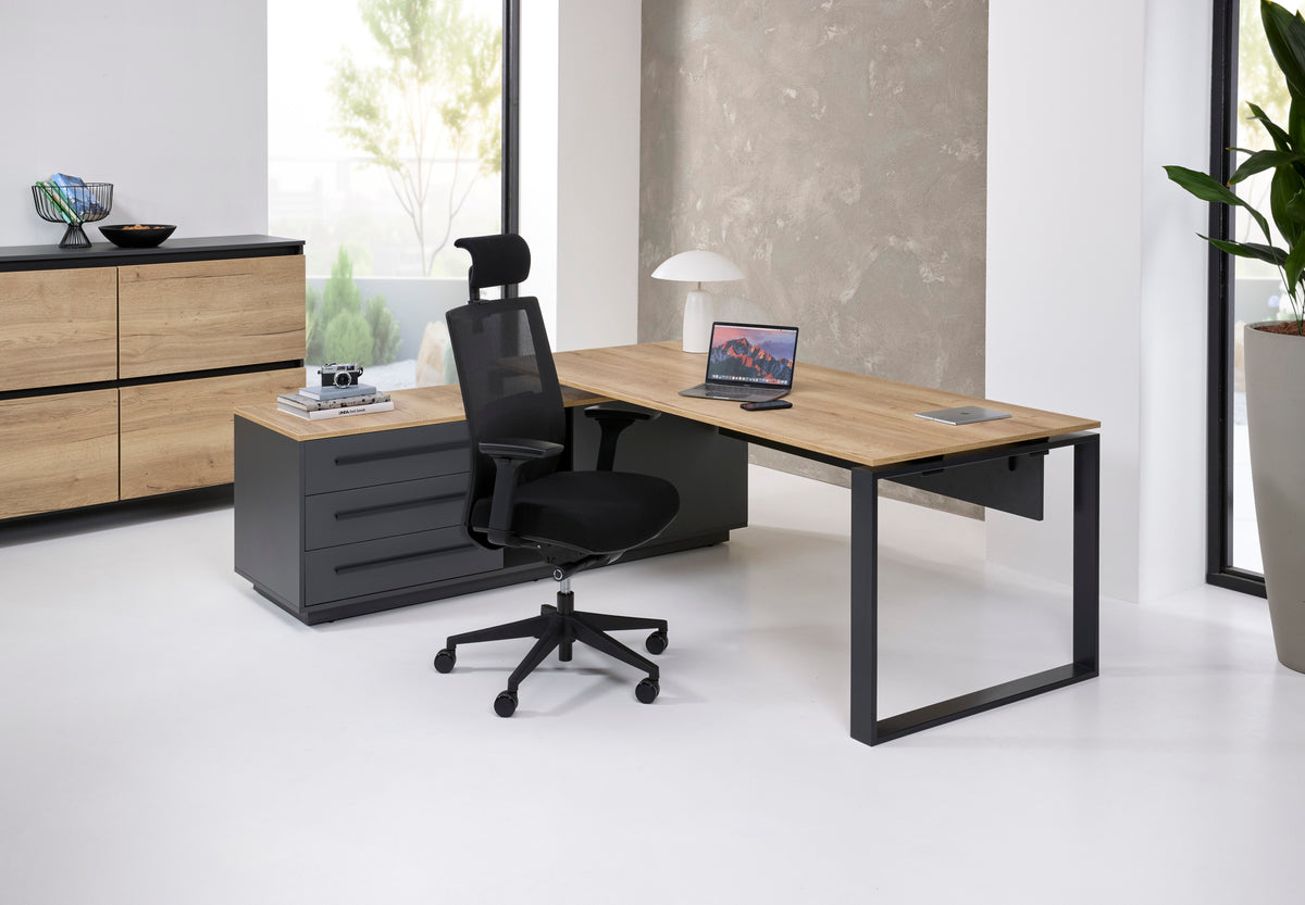 Directiebureau Ora 224x180 cm rechts halifax eiken