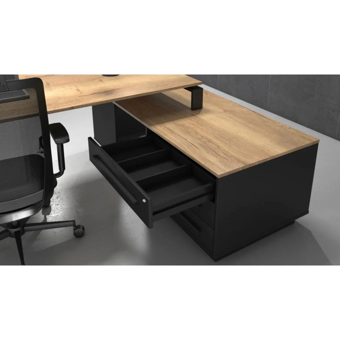 Directiebureau Halifax/Antraciet met hoek rechts | 224 x 180 cm