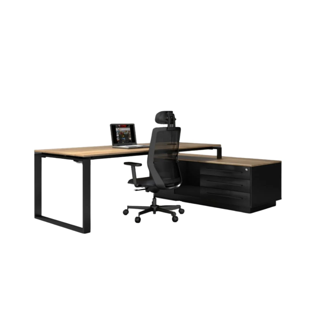 Directiebureau Halifax/Antraciet met hoek rechts | 224 x 180 cm