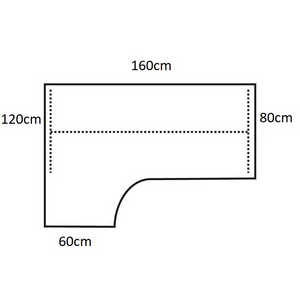 Hoekbureau T-poot Links | 160 x 120 cm