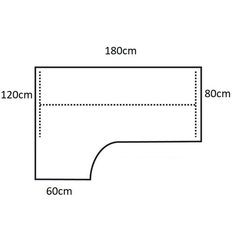 Hoekbureau N-poot Links | 180 x 120 cm