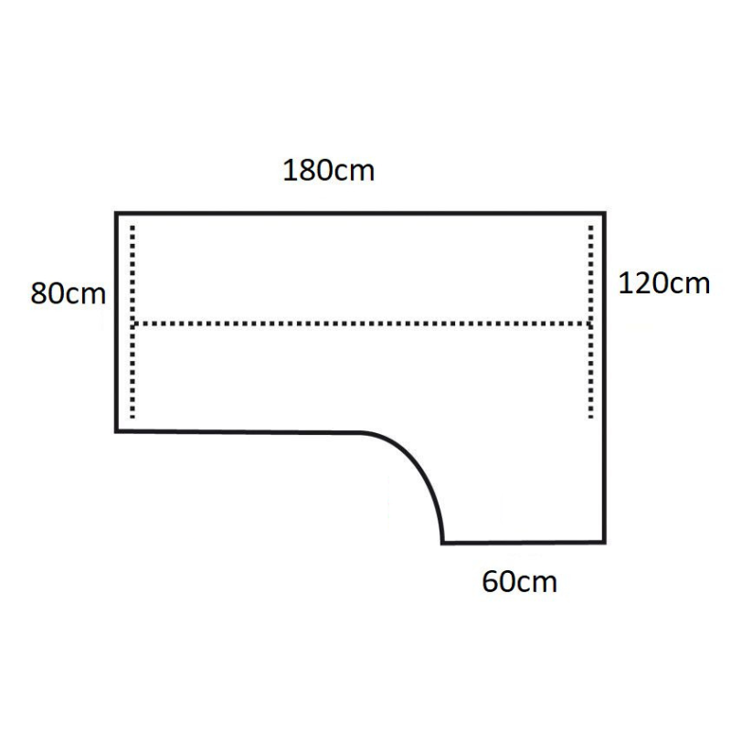 Hoekbureau T-poot Rechts | 180 x 120 cm