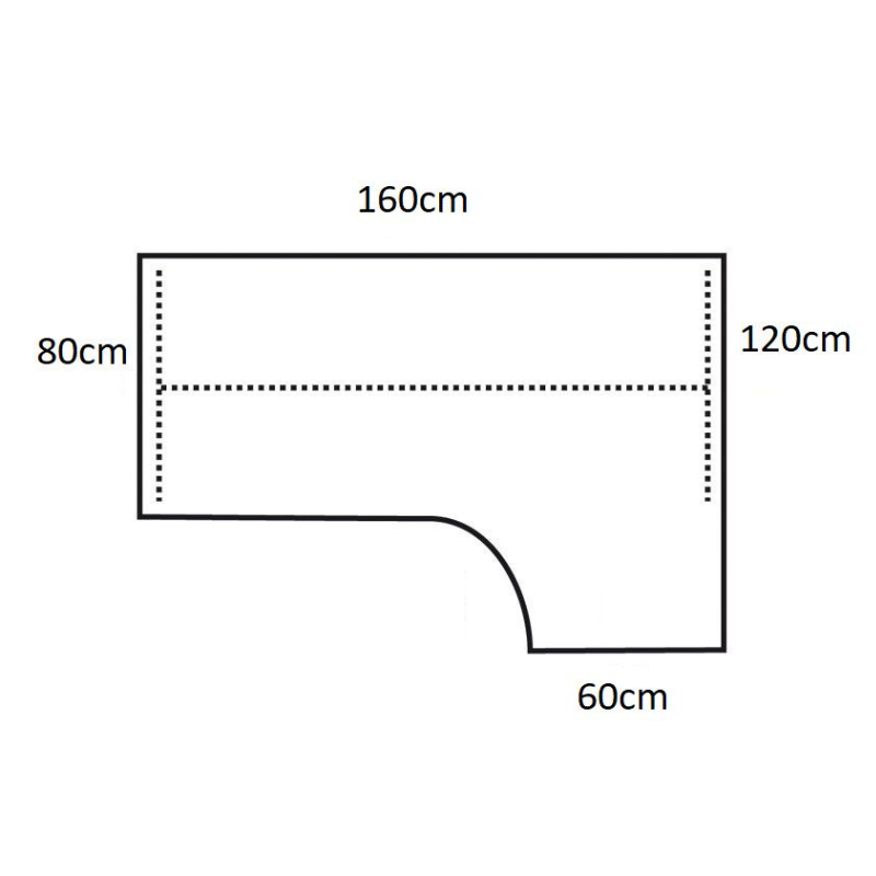 Hoekbureau T-poot Rechts | 160 x 120 cm