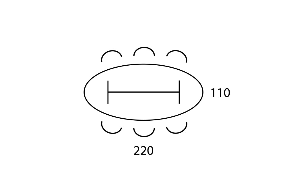 Ovale vergadertafel Ora Flex 220x110 cm