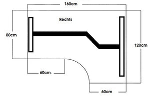 Hoek zit-sta bureau Rechts | 160x120 cm | Elektrisch