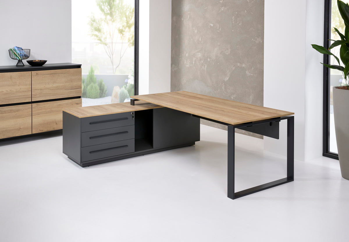 Directiebureau Ora 224x180 cm rechts halifax eiken