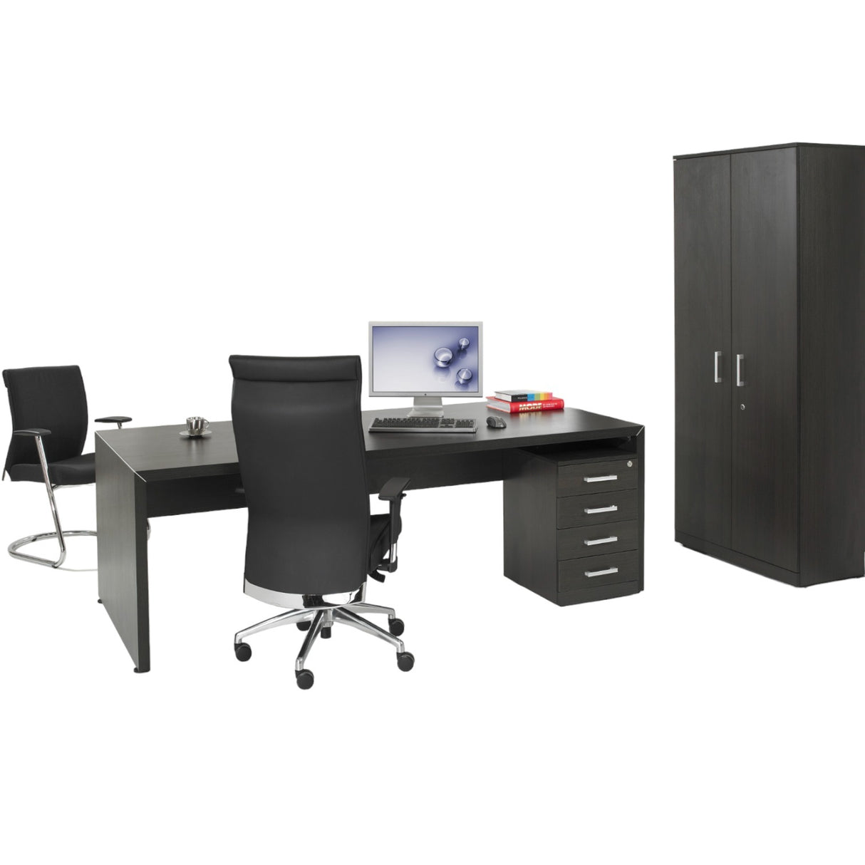 Directiebureau Antraciet Eiken | 210 x 90 cm