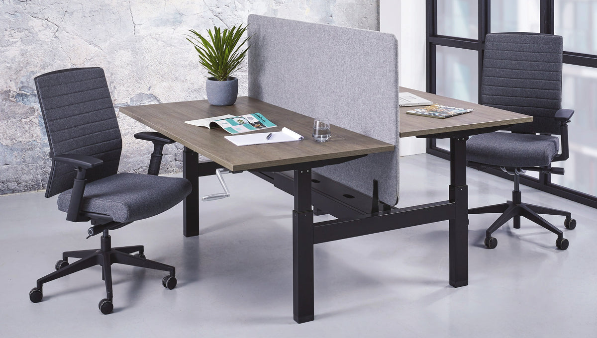 Duo bureau Ora 180x80 cm met slinger, duo-werkplek met akoestisch scherm