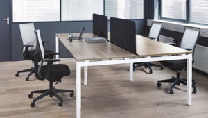 Bench Ora 320x165 cm 4 werkplekken 160x80 cm, bench met vier werkplekken en schermen