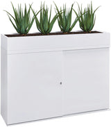 Plantenbak Ora 25x166x40 cm voor op de kast, wit, op een schuifdeurkast